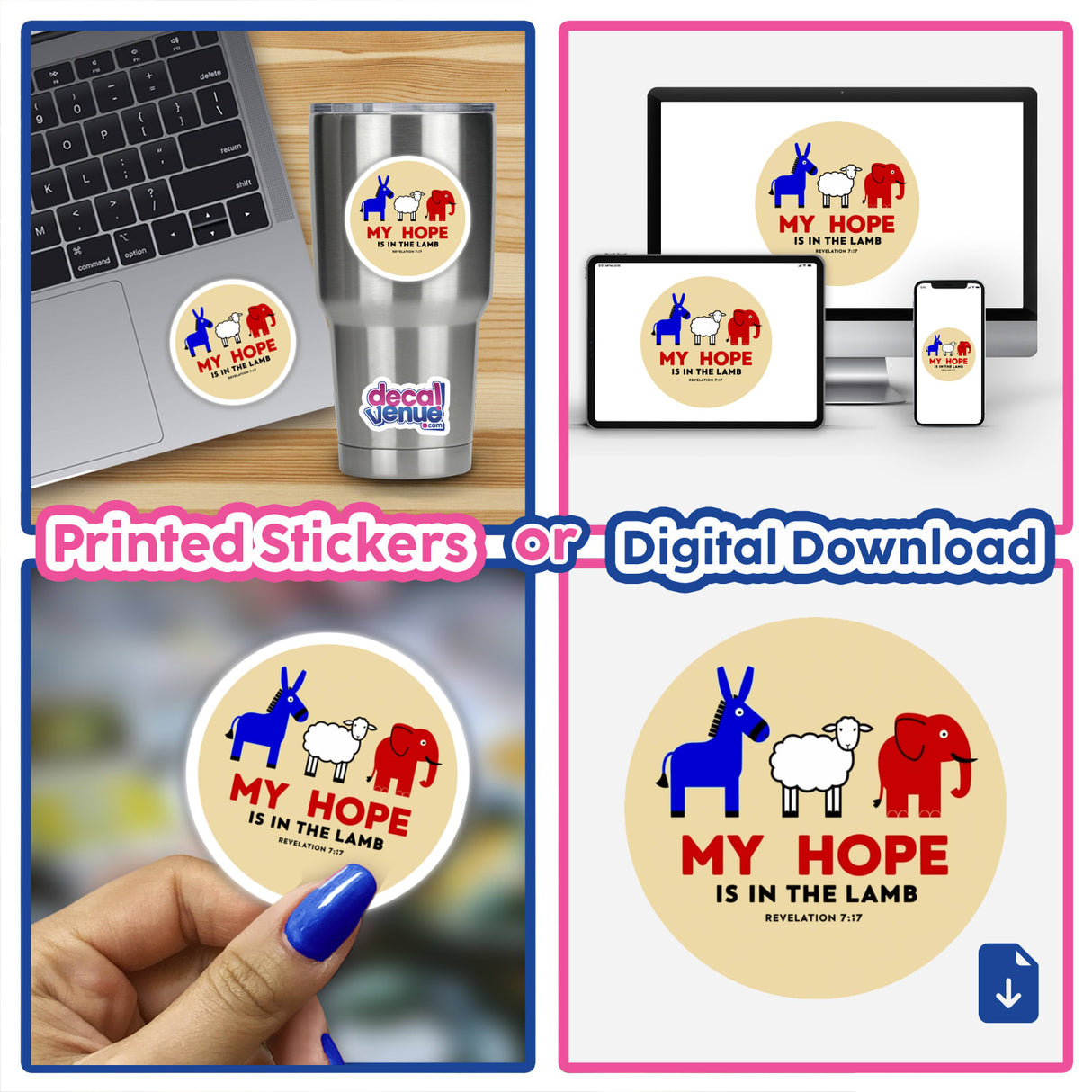 My Hope Is In The Lamb Clipart - Cute Animal Design with Revelation 7:17 - Stickers or Commercial Use Download