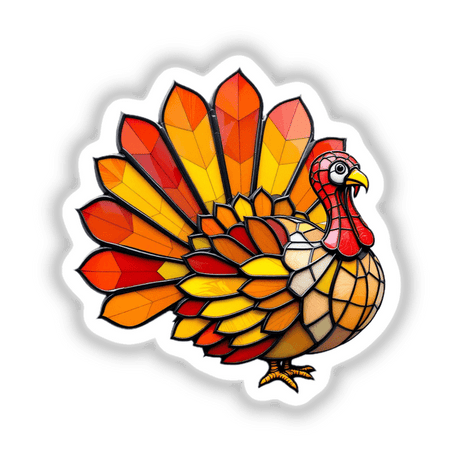 Turkey Stained Glass Style artwork, featuring a vibrant turkey design available as stickers or digital art, reflecting Decal Venue's unique artistic offerings.
