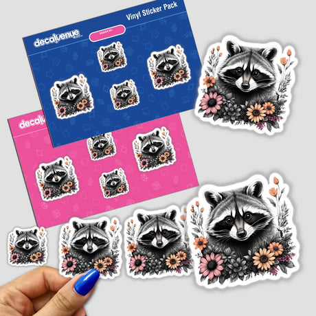 Raccoon Portrait Floral Accents PA64