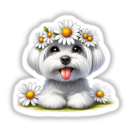 Covered in Daisies Maltese Dog