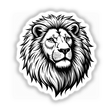 Majestic Black and White Lion Clipart - Stickers or Commercial Use Download: Detailed sketch of a lion's head with a flowing mane, available as stickers or digital artwork from Decal Venue.