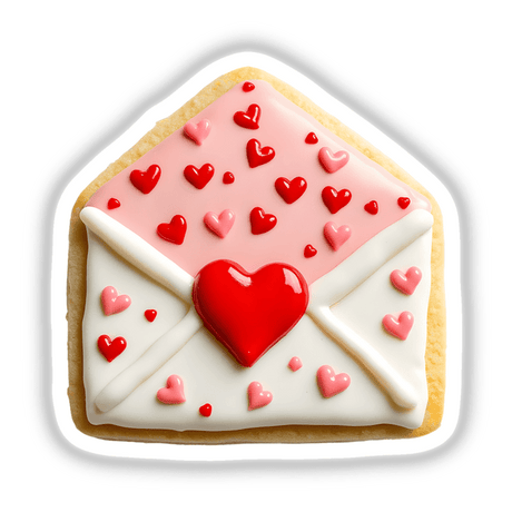 Love Letter Shaped Cookie with Red Heart Seal and White Envelope, available as Stickers or Digital Artwork from Decal Venue.