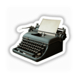 Old Typewriter Dark Academia Sticker or Clipart with Commercial Rights Download, featuring a vintage typewriter with paper inserted, ideal for adding a classic touch to projects or decor.