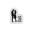 Silhouette of a man and woman holding hands, perfect for 'Save the Date' wedding stickers or digital artwork from Decal Venue, specializing in unique designs.