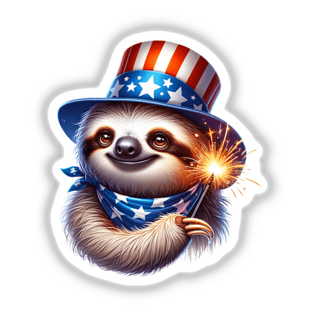 Sloth Holding Sparkler 4th of July
