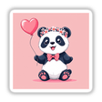 Panda with Flower Crown and Heart Balloon: A cartoon panda holds a heart-shaped balloon, adorned with a floral crown, available as stickers or digital artwork from Decal Venue.