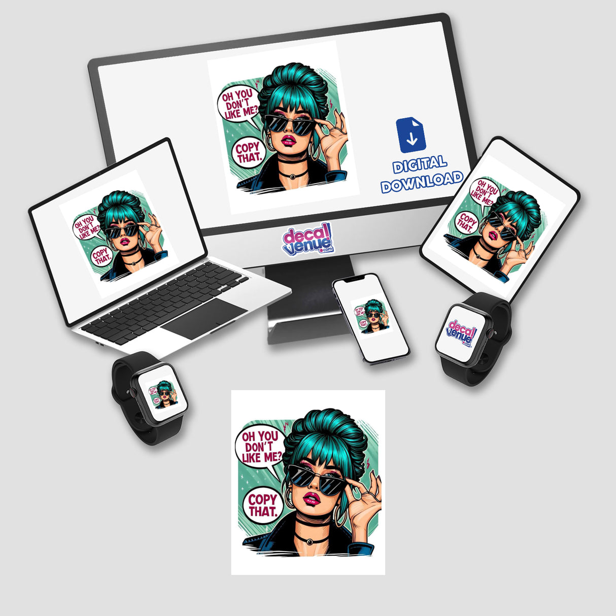 Pop art featuring bold, dynamic designs is available as stickers or digital artwork, showcasing unique elements that reflect Decal Venue's focus on distinctive vinyl stickers and digital art.