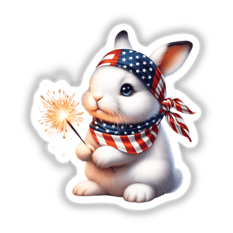Baby Bunny Holding Sparkler 4th of July