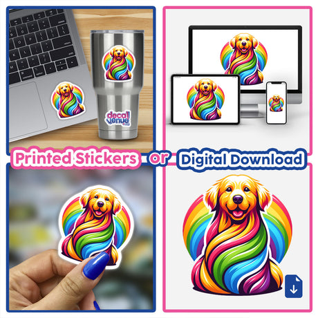 Golden Retriever Colorful Rainbow Pride