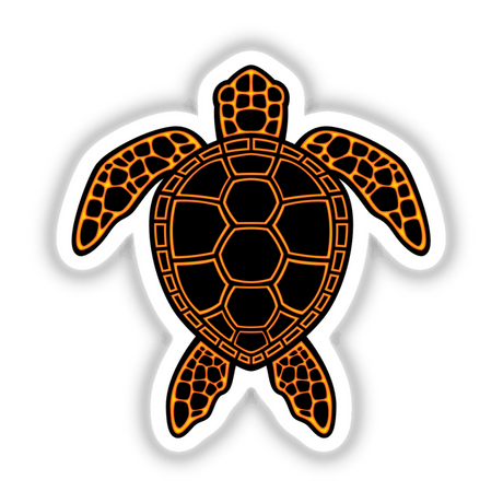 Neon Lava Sea Turtle Design featuring a stylized black and orange turtle motif, available as unique vinyl stickers or digital artwork from Decal Venue.
