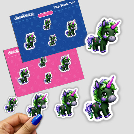 Cute And Magical Pony Unicorn stickers featuring charming cartoon unicorns in various playful poses, available as both physical stickers and digital artwork, perfect for adding whimsical charm to any surface.
