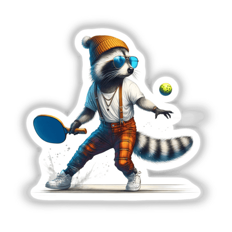 Trendy Raccoon Playing Pickleball