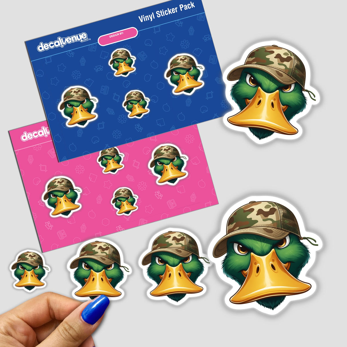 Mallard Duck Face w/Camo Print Cap