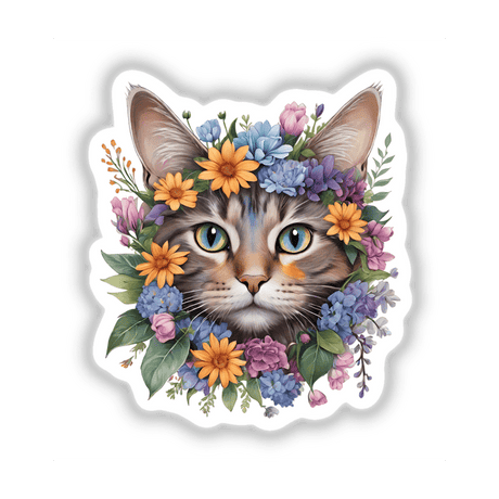 Cat Portrait Floral Accents PA56