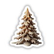 Christmas Tree Dripping Candle Wax sticker or digital artwork featuring a white and brown tree with liquid elements, capturing the essence of unique, artistic designs from Decal Venue.