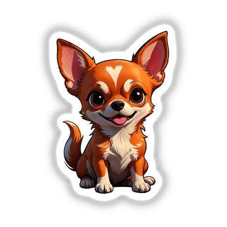 Cute Chihuahua cartoon artwork featuring a close-up of its expressive eyes and nose, available as vinyl stickers or digital art from Decal Venue.
