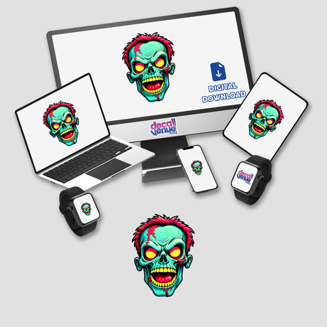 A Cool Neon Punk Zombie Skull