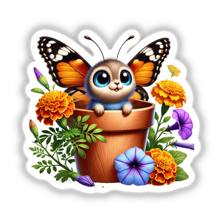 Butterfly Peeking Out of Flower Pot