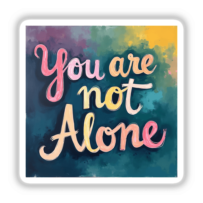 You Are Not Alone - Genesis 28:15 Christian Sticker featuring elegant typography with a black border, available as stickers or digital artwork, perfect for spiritual inspiration and comfort.