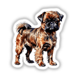 Brussels Griffon Dog Watercolor Clipart & Stickers – Commercial Rights. Illustration of a long-haired Brussels Griffon dog, standing on a white background, perfect for unique stickers and digital art.