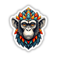 A Cool Monkey King cartoon illustration, featuring a whimsical monkey with vivid leaves, available as unique stickers or digital artwork from Decal Venue.