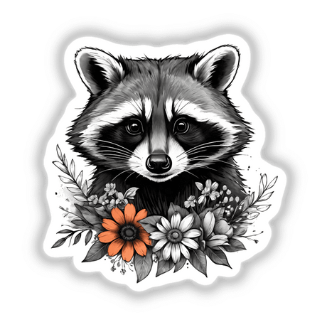 Raccoon Portrait Floral Accents PA63