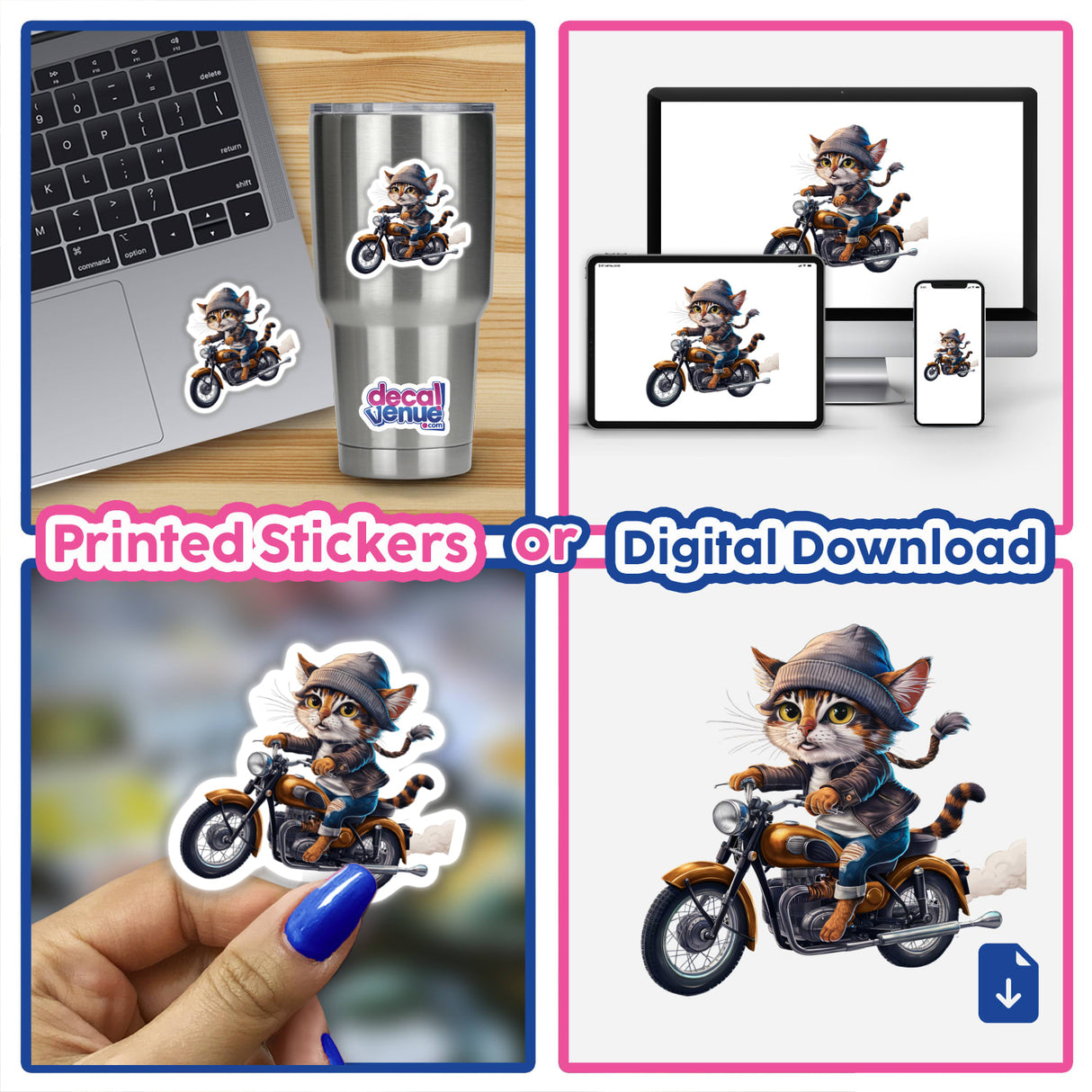 Cool Cat Riding a Motorcycle