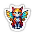 Cute Geometric Fairy Cat: a whimsical illustration of a cat with butterfly wings, available as stickers or digital artwork. Perfect for adding charm to your collection from Decal Venue.