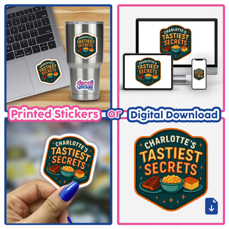 Taste of Charlotte Sticker or Clipart showcasing the Tastiest Secrets Design, available as unique vinyl stickers or digital artwork with commercial rights, reflecting Decal Venue's distinctive creative style.