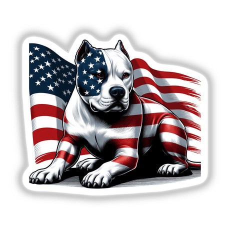 Pitbull Dog Covered in American Flag