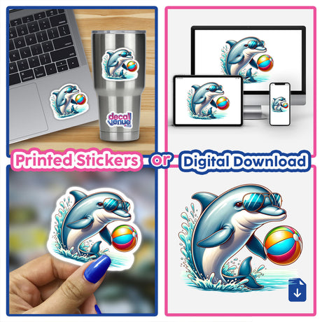 Dolphin Wearing Sunglasses with Beachball