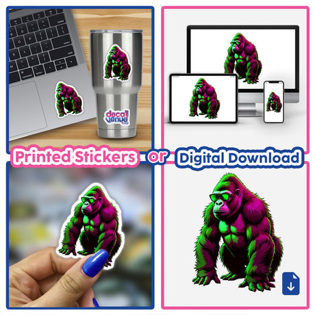 A Cool Gorilla collage featuring digital artwork and stickers, including a gorilla wearing sunglasses, available from Decal Venue.