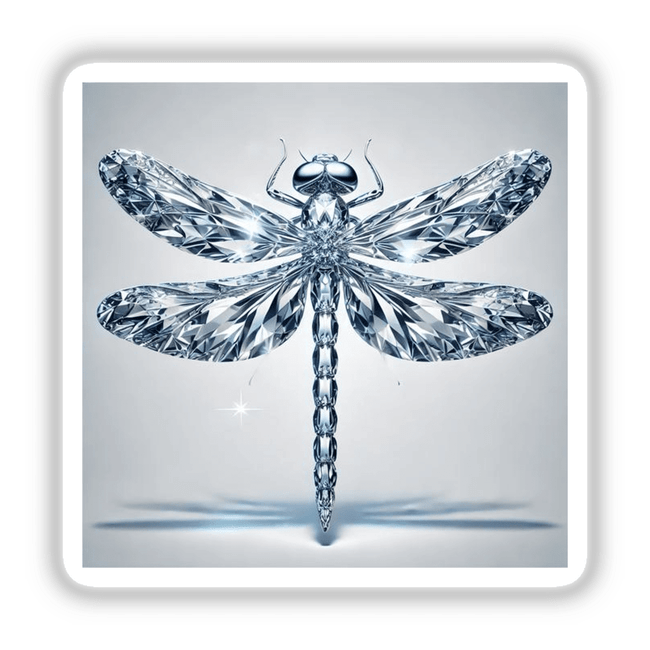 Diamond Dragonfly: An intricately designed dragonfly made of diamonds, available as stickers or digital artwork.