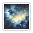 Celestial Night - Watercolor Constellations in a Starry Sky featuring a detailed painting of stars and constellations, available as stickers or digital artwork from Decal Venue.
