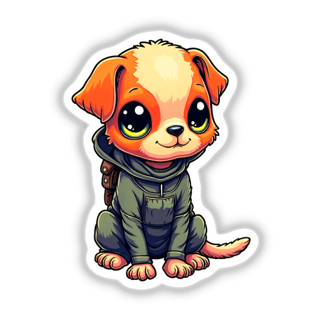 a cartoon dog with a backpack on its back