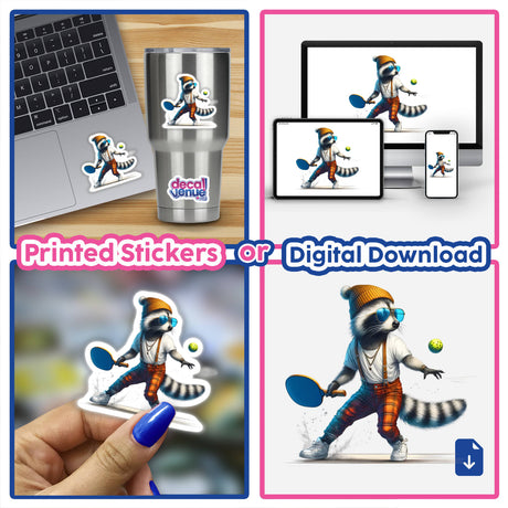 Trendy Raccoon Playing Pickleball