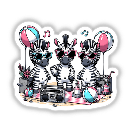 Zebra Beach Party Sunglasses Boombox