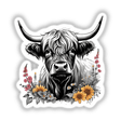 Highland Cow Portrait Floral Accents PA62
