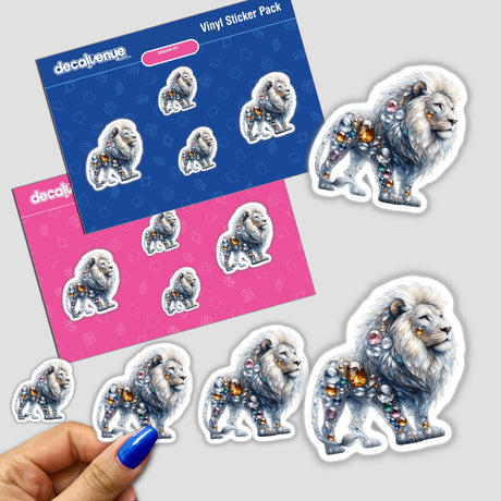 Lion Jewels and Gemstones sticker pack featuring a lion adorned with colorful gems, showcasing intricate details.