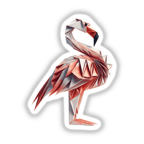 Origami Flamingo - a detailed paper flamingo design, perfect for stickers or digital download, ideal for card making, DIY crafts, and home decor projects.
