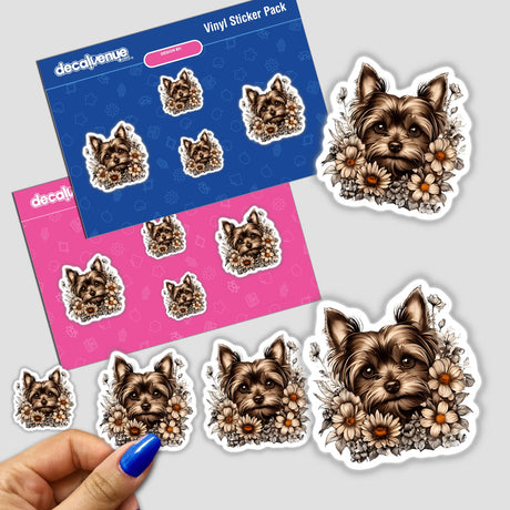 Yorkie Dog Portrait Floral Accents PA67