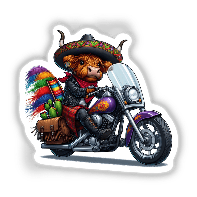 Cinco De Mayo Highland Cow Biker