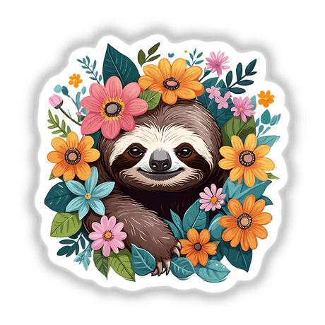 Sloth Portrait Floral Accents PA53