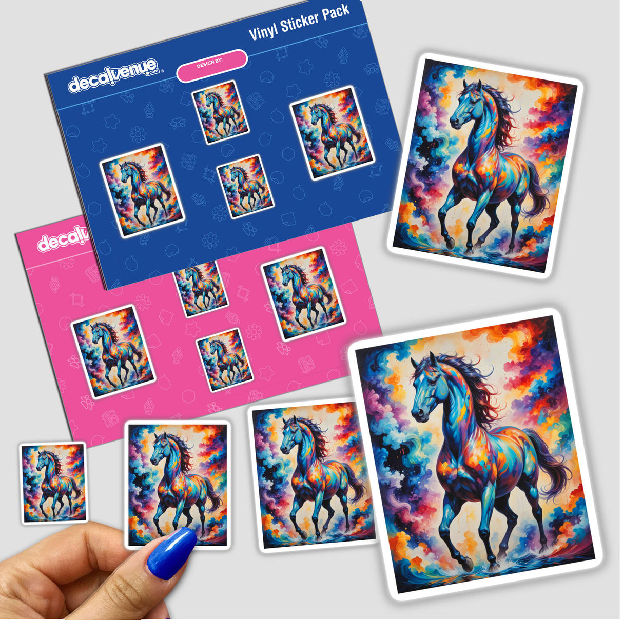A Beautiful Magical Horse depicted on vinyl stickers, featuring enchanting horse paintings, available as part of Decal Venue's unique collection of stickers and digital artwork.