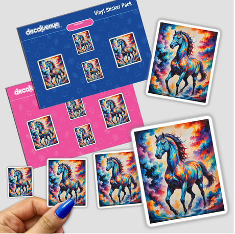 A Beautiful Magical Horse depicted on vinyl stickers, featuring enchanting horse paintings, available as part of Decal Venue's unique collection of stickers and digital artwork.