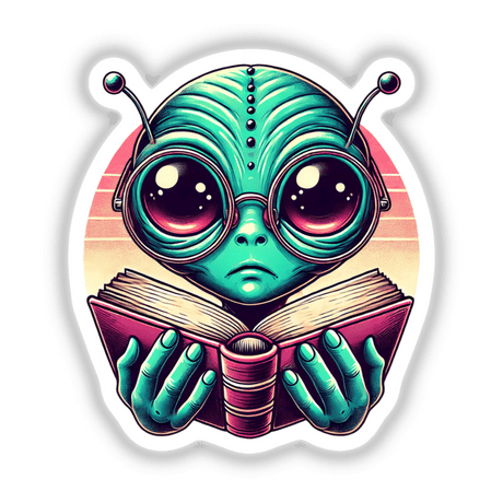 Alien With Reading Glasses Open Book