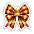Candy Corn Coquette Bow Halloween featuring playful black and orange stripes, available as stickers or digital artwork from Decal Venue.