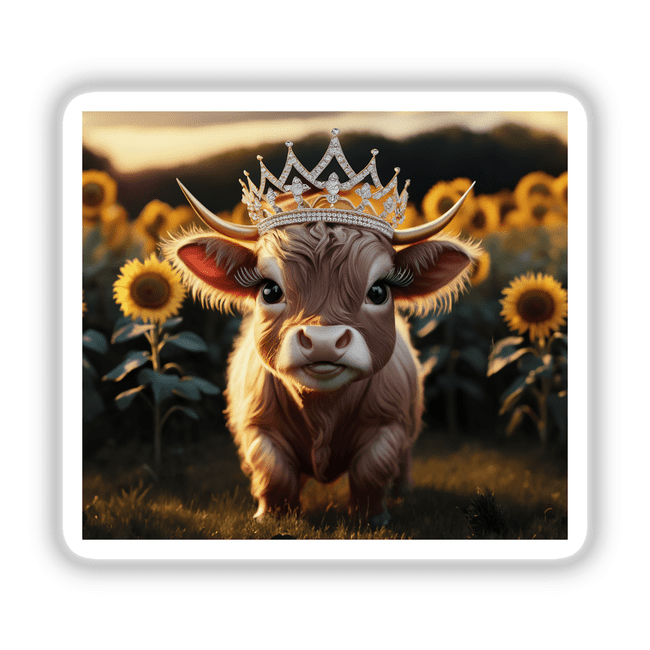 Baby Highland Cow Crown Sunflowers