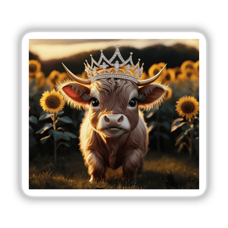 Baby Highland Cow Crown Sunflowers