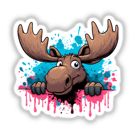 Paint Splash Peeking Moose